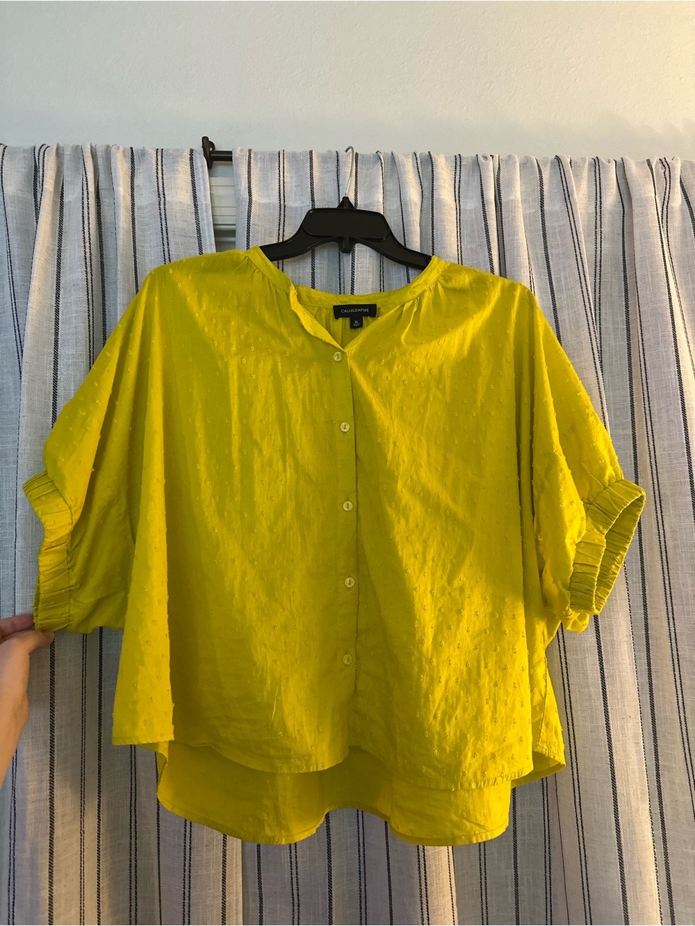 Crescent Sunny Yellow Button-Front Oversized Top